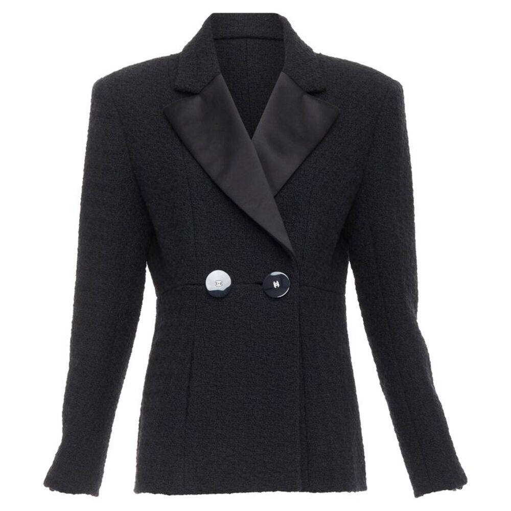 Chanel Runway Black Tweed Tuxedo Jacket